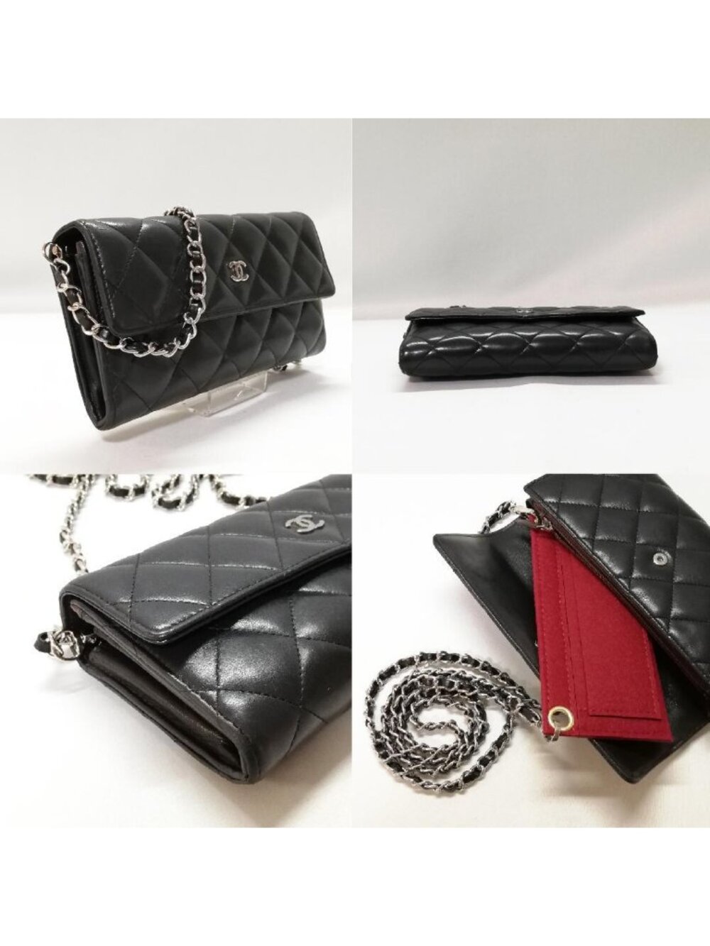 Chanel Lambskin Quilted Wallet Black Silver - Picture 3 of 6